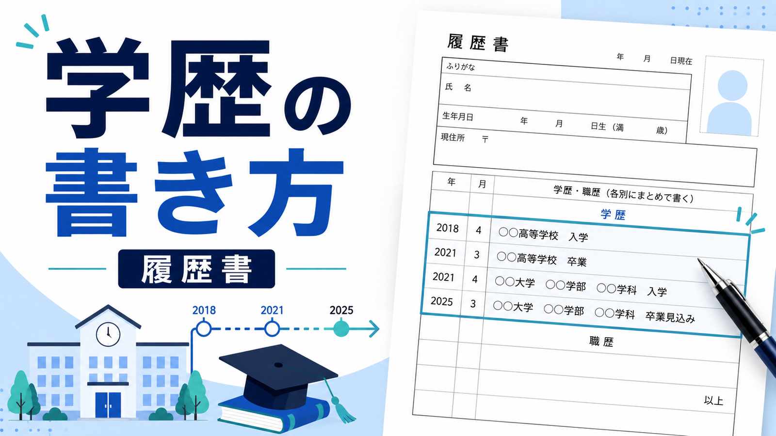 履歴書の学歴の正しい書き方|入学・卒業年度早見表付き