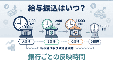 給料の振込時間は何時?銀行別の入金タイミングと振り込まれない時の対処法