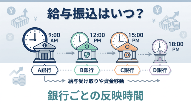給料の振込時間は何時？銀行別の入金タイミングと振り込まれない時の対処法